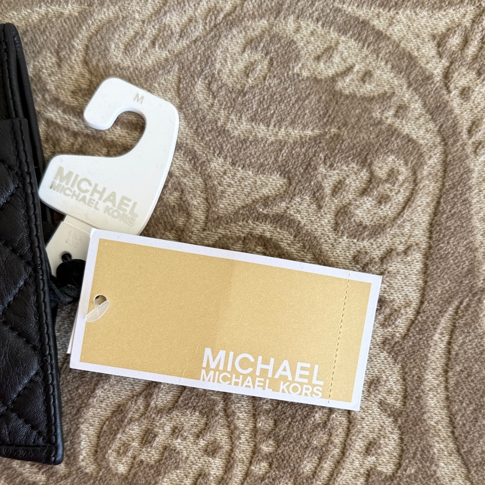 Michael Kors Quilted Black Gloves with Gold Accent - Picture 4 of 8